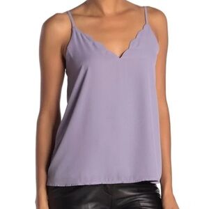 Lilac Scalloped Cami Tank | Adjustable Strap Blouse | Size L